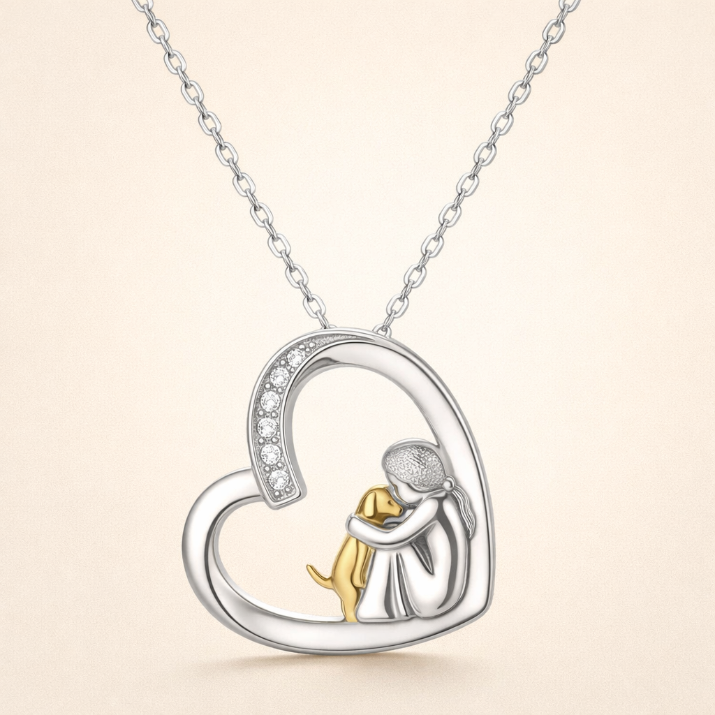 Sterling Zilveren Ketting – Hart & Hond Ontwerp met Zirkonia