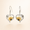 Vintage Boho Zonnebloem & Bij Hart Dangle Oorbellen