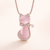 Roze stenen schattige kattenhalsketting met zirkon