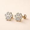 Sterling Zilveren Pootafdruk Stud Oorbellen – Kristal Accent