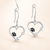 Zilveren Dangle Oorbellen met Hart & Poot Ontwerp