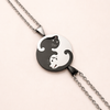 Yin yang katten roestvrijstalen ketting