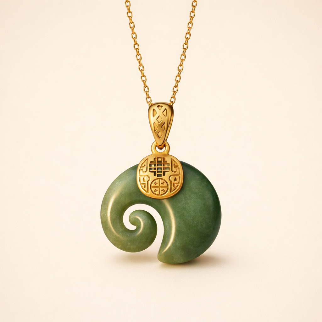 Hetian Jade Olifant Hanger Ketting – Goud Geplateerde Ketting voor Vrouwen