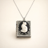 Vintage Kat Boek Hanger Ketting – Draaibare Pagina Ontwerp