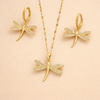 Gouden Libelle Sieraad Ketting met Bonus Oorbellen