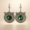 Vintage Groene Zirkonia Libelle Oorbellen