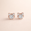 Moissanite Roze Gouden Kat Stud Oorbellen in Sterling Zilver