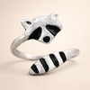 Vintage Raccoon Ring Verstelbaar Zilver
