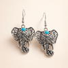 Vintage Olifant Dangle Oorbellen Zilver Bohemian