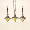 Vintage Bijen Ketting & Oorbellen Set