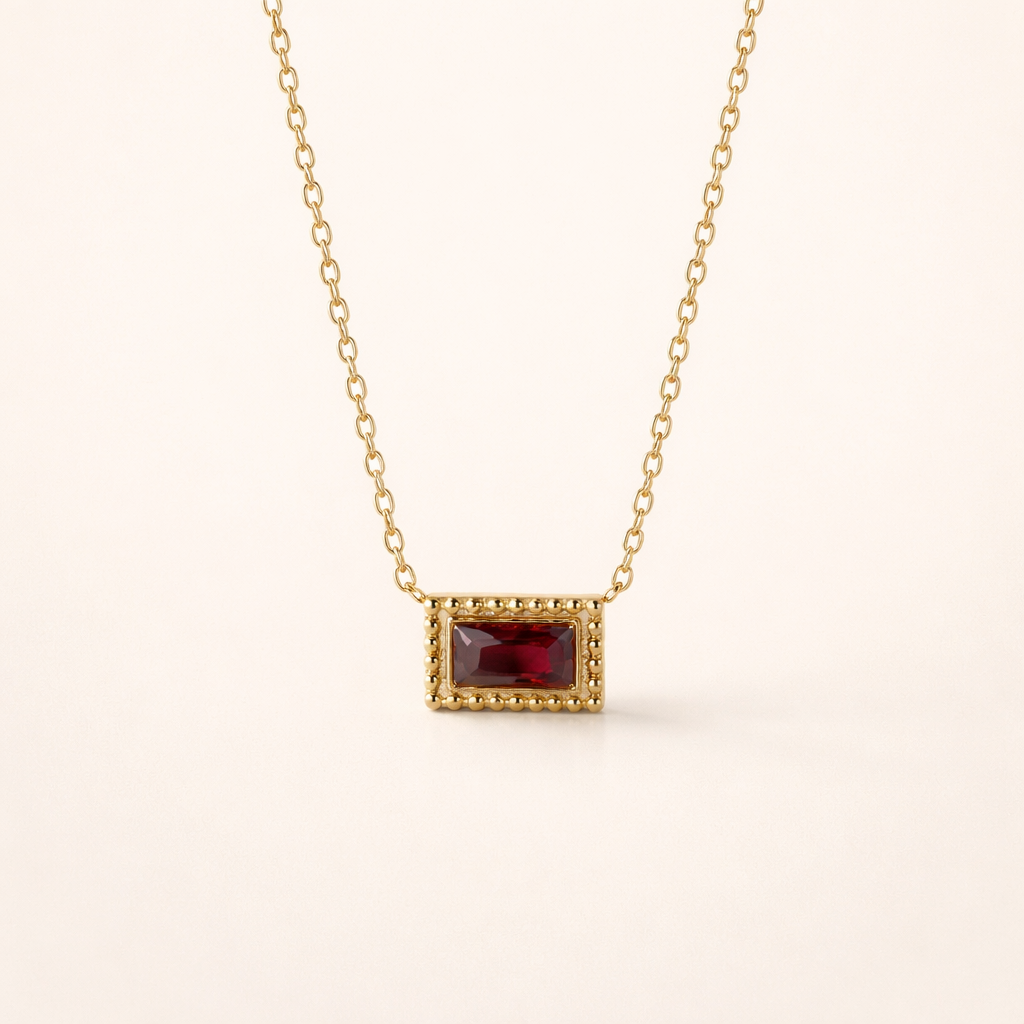 Baguette Geboortesteen Ketting.