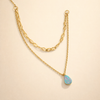 Blauwe Opal Druppel Gelaagde Ketting