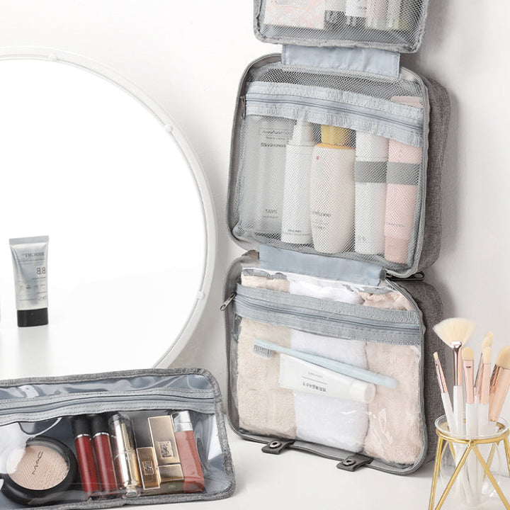 Travelique reisorganizer voor cosmetica | Compact en waterdicht | Met 4 vakken en 360° haak | Voor dames en heren