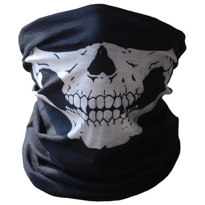 Nekwarmer met doodshoofdprint voor motor en ski
