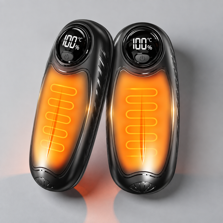 Oplaadbare handwarmers met led en vijf warmtestanden, set van 2