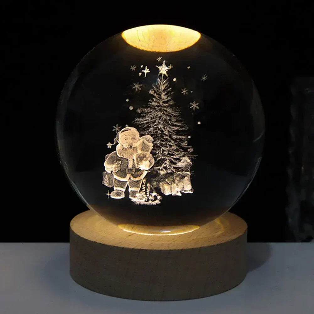 LED-kristallen bol nachtlampje, kosmisch 3D-planetendisplay