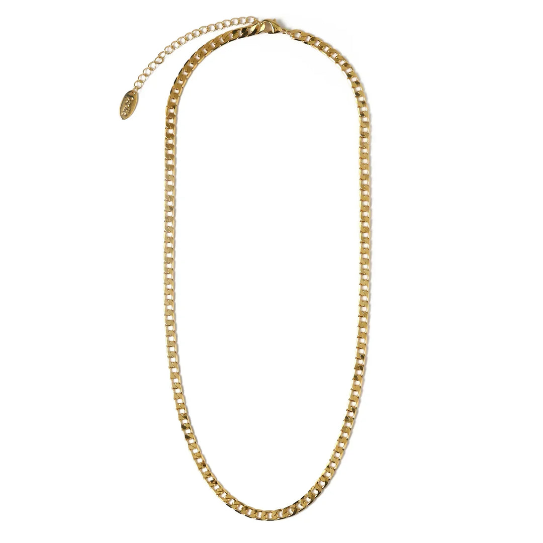 Elegante platte schakel ketting in wit goud