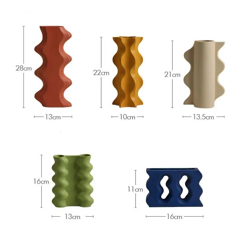 ModernVibe - Geometrische Keramische Bloemenvaas Voor Stijlvolle Woondecoratie