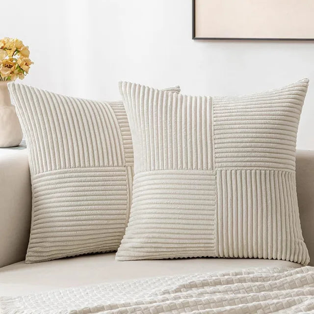 SoftNest - Gestreepte Zachte Kussenhoezen 45x45 cm Voor Bank of Bed