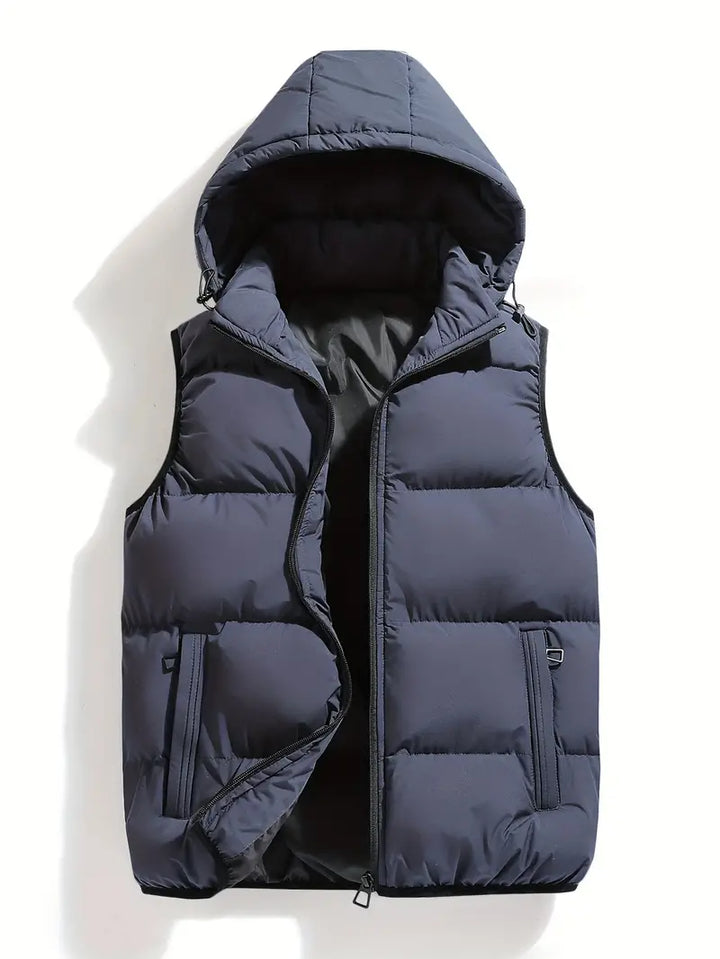 Slijtvaste gewatteerde herenbodywarmer met capuchon – Leonardo