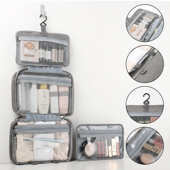 Travelique reisorganizer voor cosmetica | Compact en waterdicht | Met 4 vakken en 360° haak | Voor dames en heren