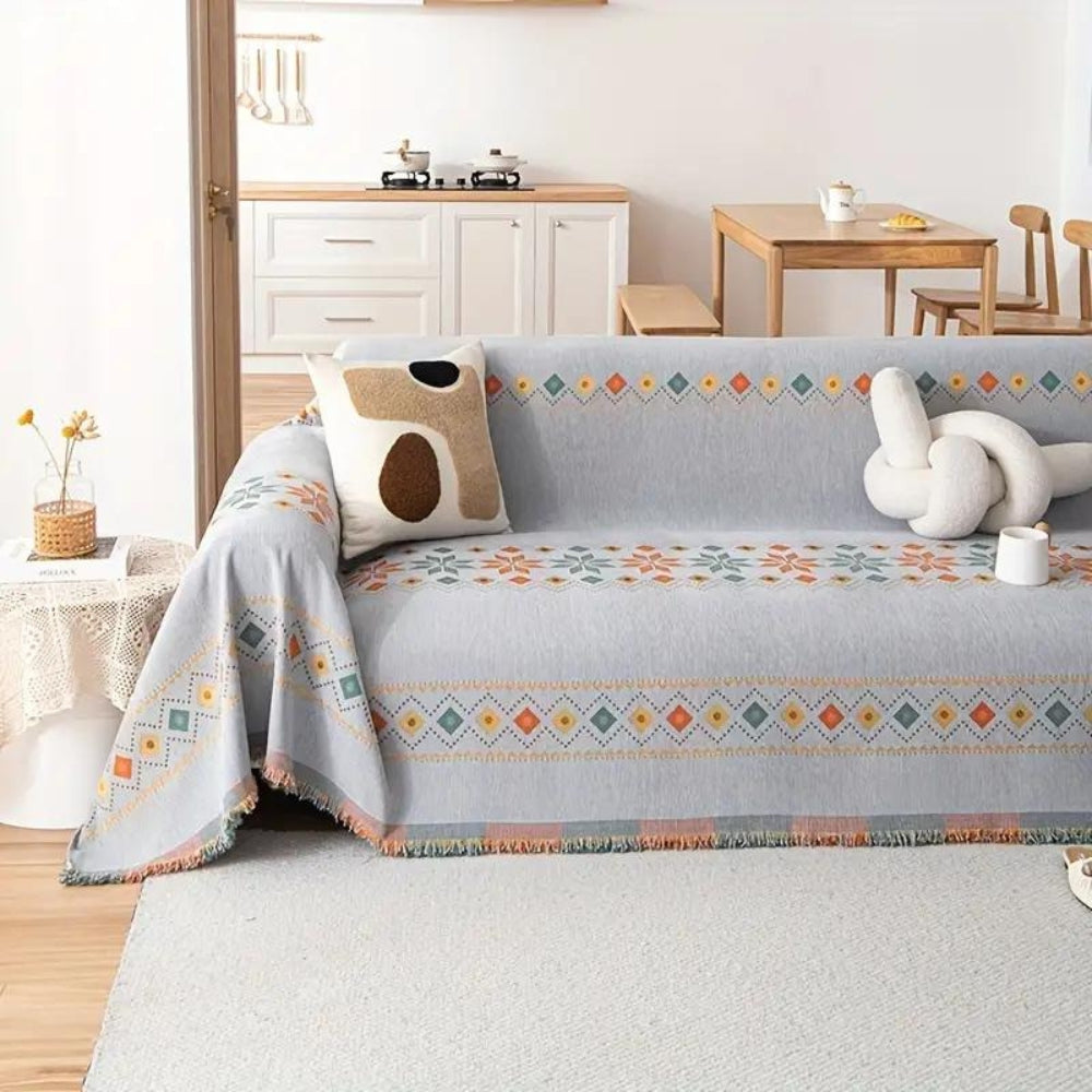 Boho bankhoes, stijlvol ontwerp met kwastjes en antislipbescherming