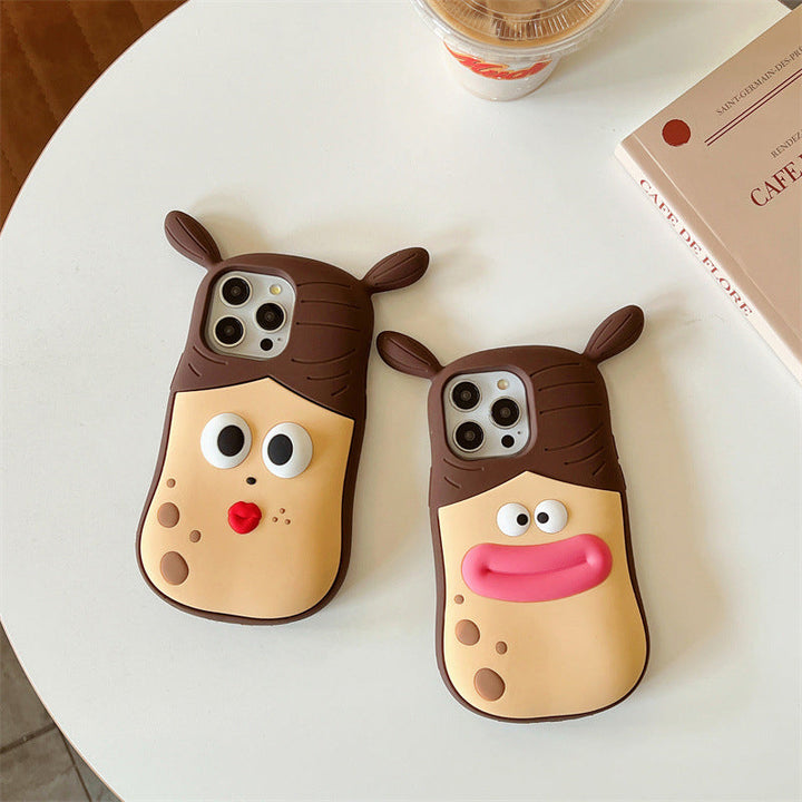 Schattig kikker-cartoon telefoonhoesje – speels 3D-ontwerp