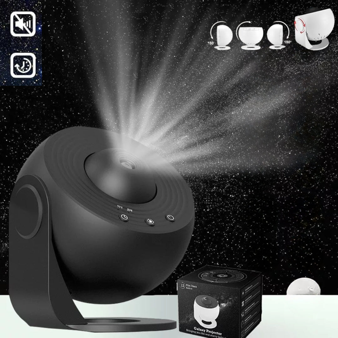 Galaxy-sterrenprojector met 360° rotatie en scèneschijven