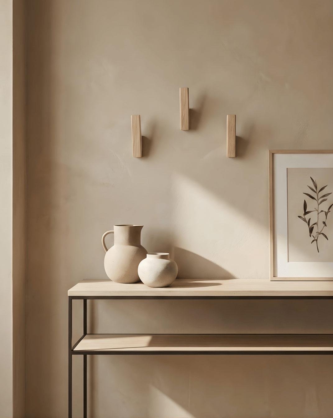 Houten kapstokhaken, set van 4 – minimalistische wandhaken voor hal en badkamer