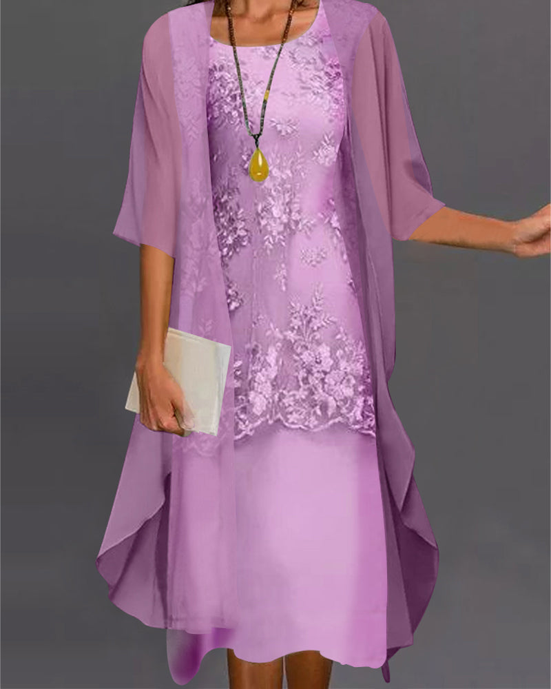 Tweedelige chiffon jurk - elegante set