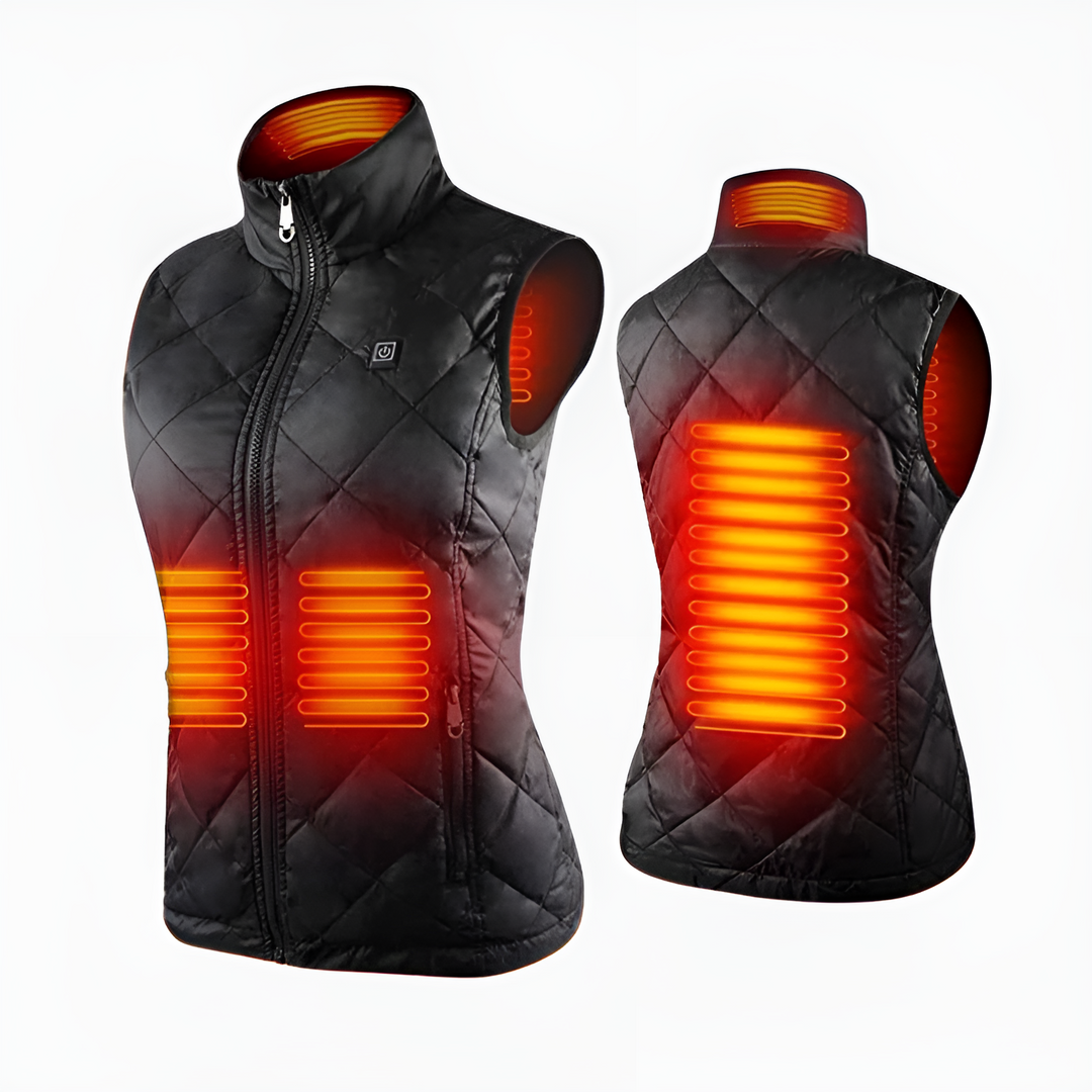 Verwarmde bodywarmer dames met 9 zones en dubbele bediening