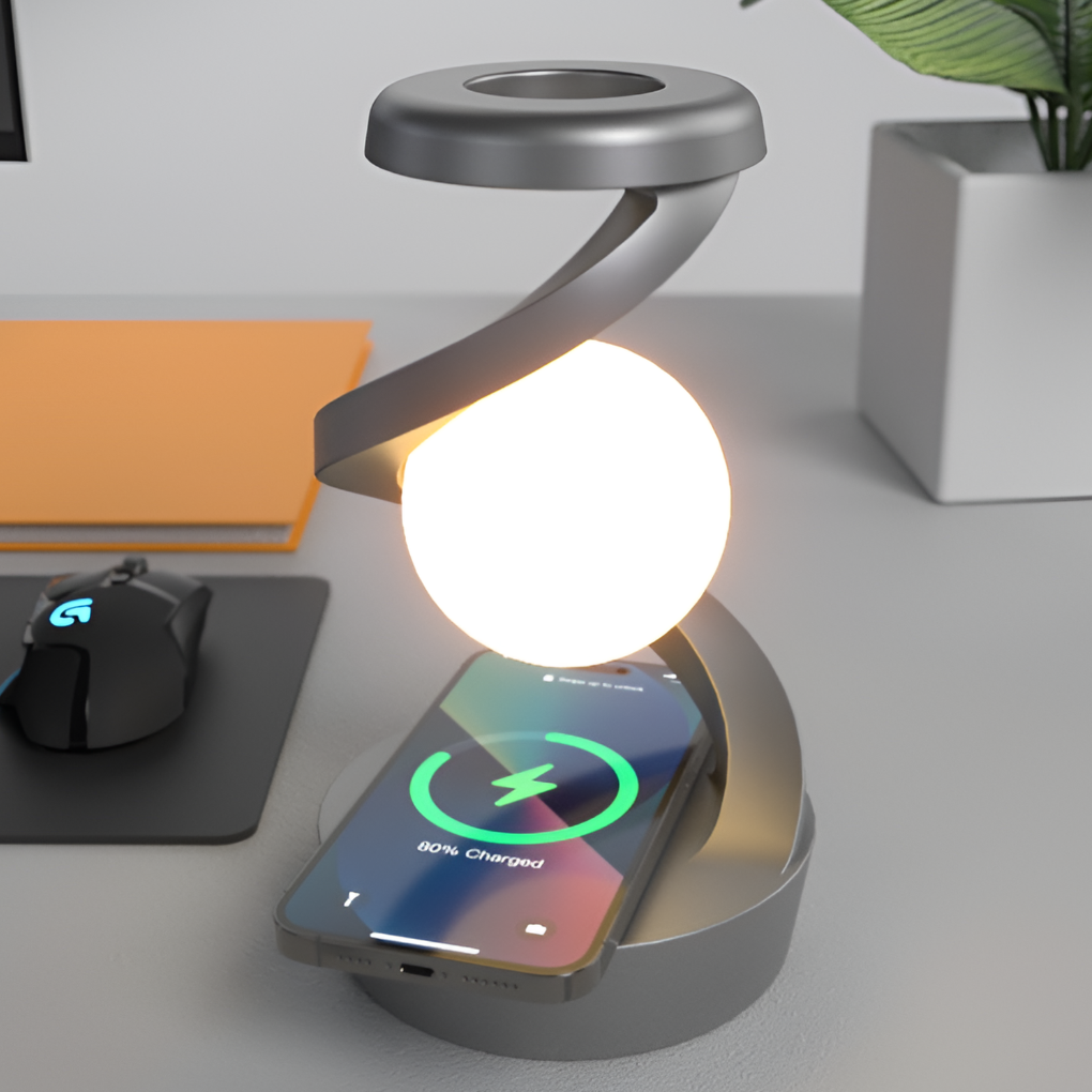GlowSphere - Moderne Zwevende Lamp met Draaibare LED en Draadloos Opladen