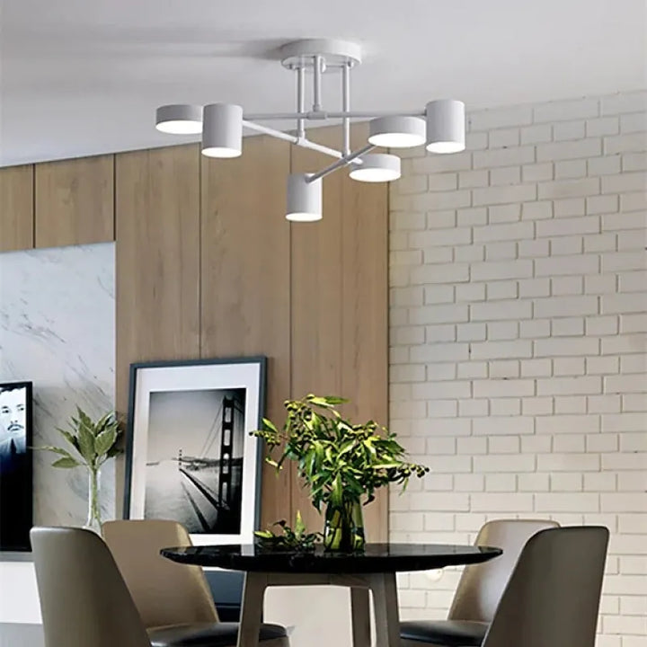 Moderne woonkamerplafondlamp 6 lichtpunten verstelbaar ontwerp
