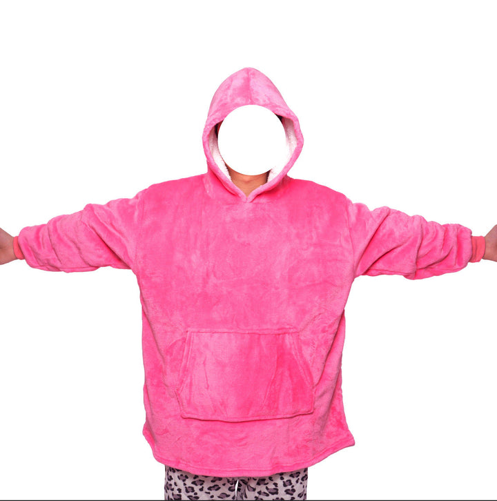 Deken hoodie van flanel met capuchon en zak – one size