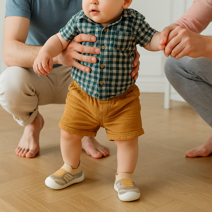 Babyschoentjes met perfect passende elastische pasvorm, antislipzolen, ademend mesh, leeftijd 0-4