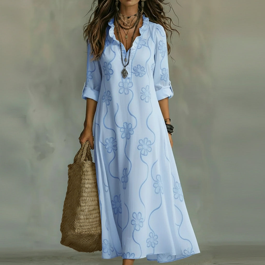 Printed Loose-fit Casual Robe Dress