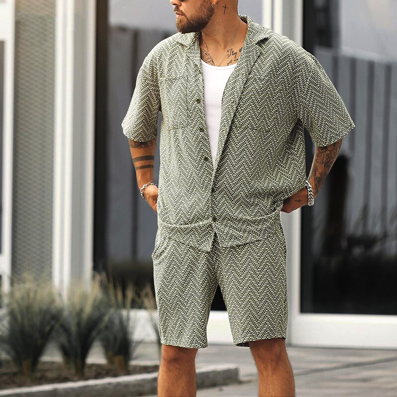Luchtige Zomerset voor Mannen met Geometrisch Patroon – Noah