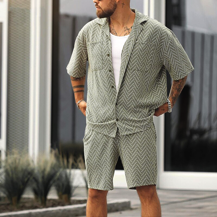 Luchtige Zomerset voor Mannen met Geometrisch Patroon – Noah