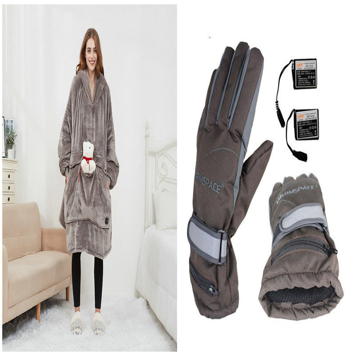 Verwarmde oversized hoodie-deken van sherpa met 3 standen