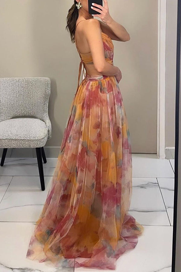 Dames Maxi Jurk Multicolor met V-Hals