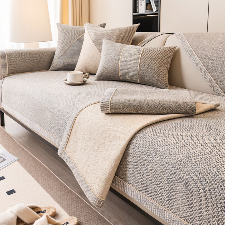 Decoratieve gewatteerde bankhoes met antislipontwerp
