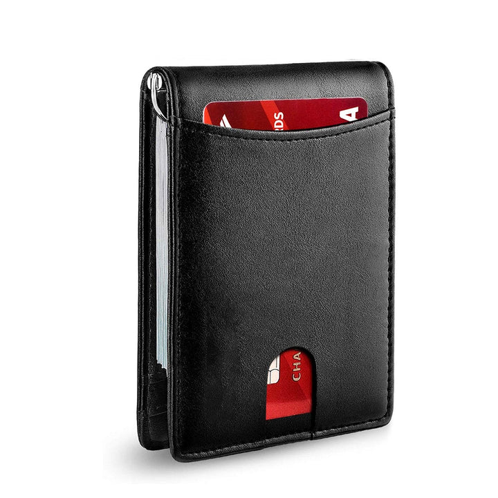 Slim RFID-portemonnee voor heren | Leren kaarthouder | Zwart