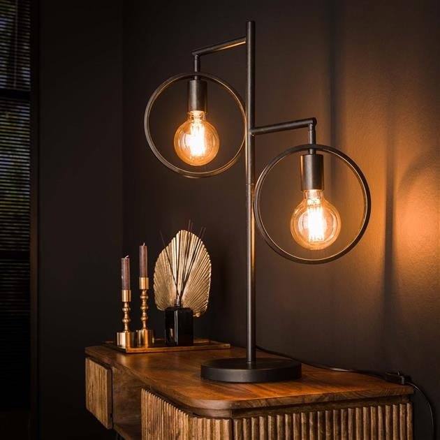BrightGlow - Industriële Tafellamp Met 2 Lichtbronnen, Modern Design