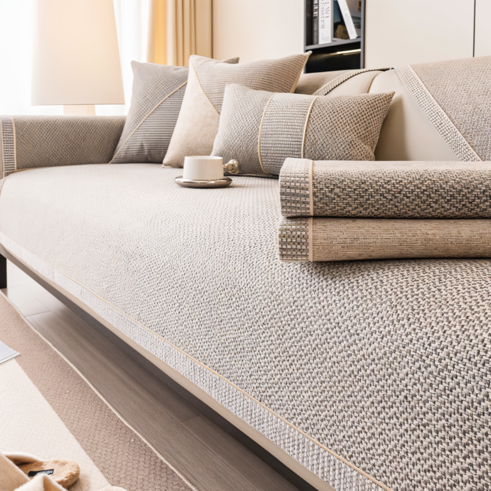 Decoratieve gewatteerde bankhoes met antislipontwerp