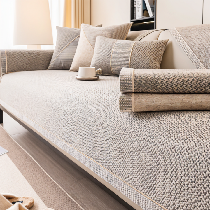 Decoratieve gewatteerde bankhoes met antislipontwerp