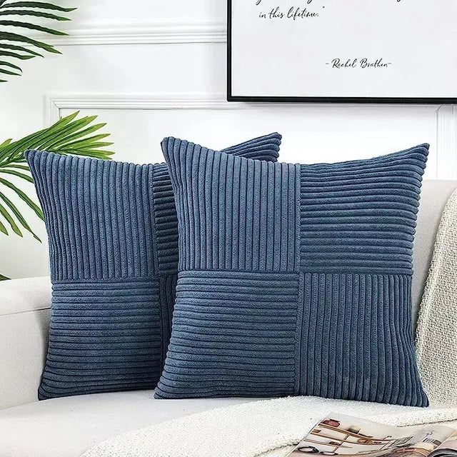 SoftNest - Gestreepte Zachte Kussenhoezen 45x45 cm Voor Bank of Bed