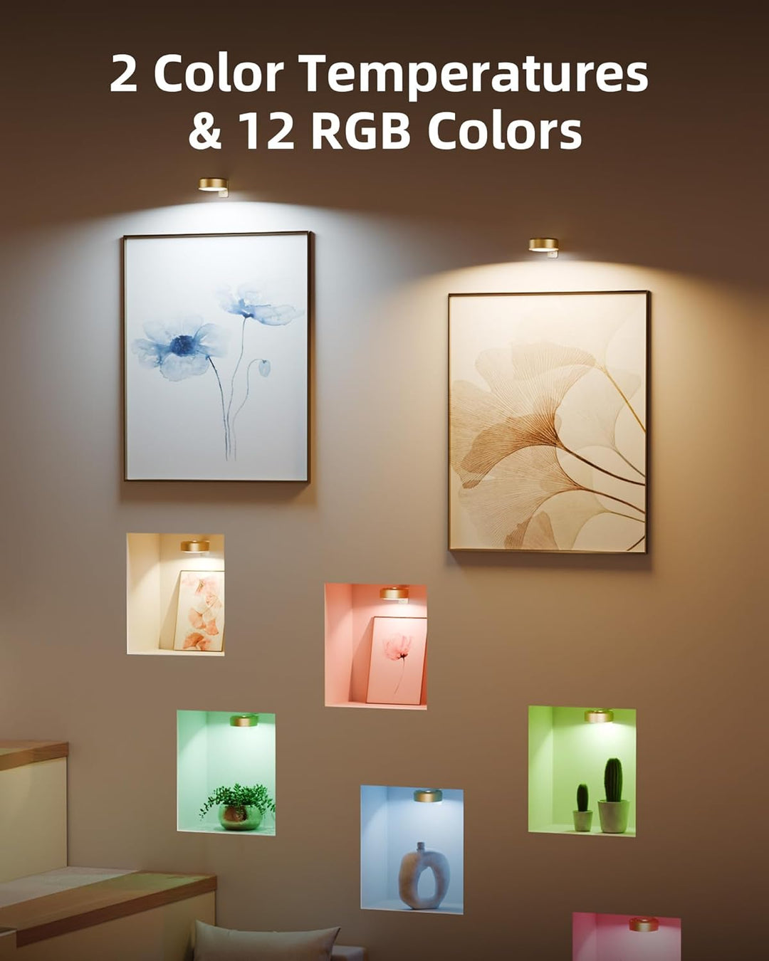Verstelbare magnetische schilderijlamp | LED-touch & afstandsbediening, RGB/wit, USB