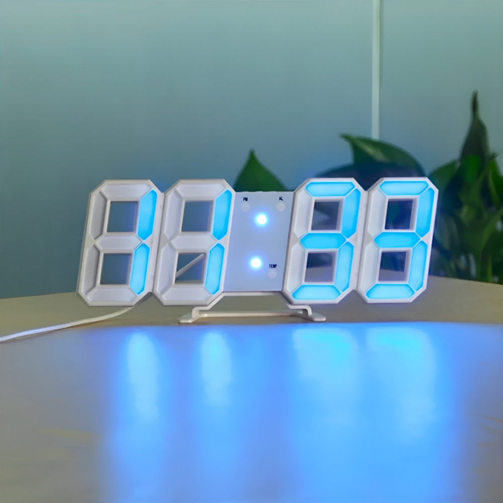 Digitale LED-wandklok met groot display en nachtmodus