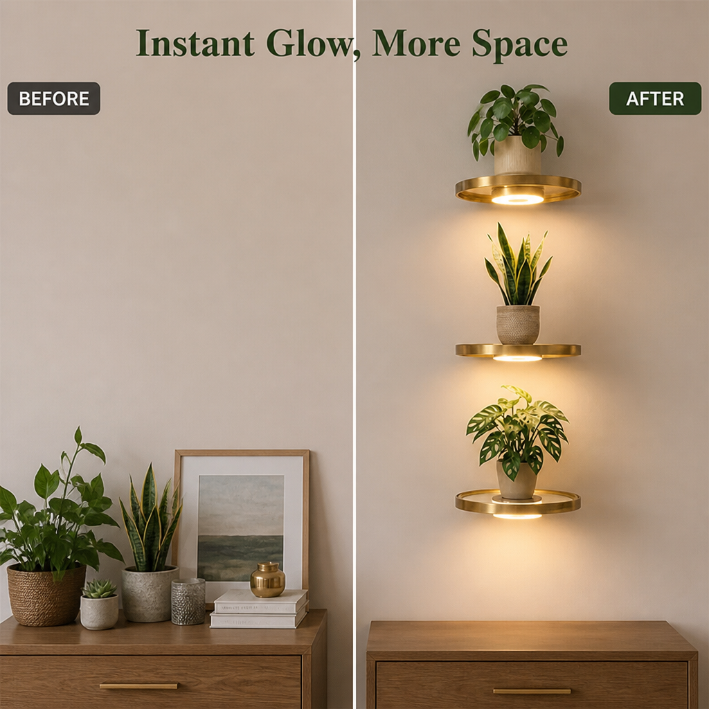 Glow-wandplank – zwevend LED-display voor een gezellige, opgeruimde look
