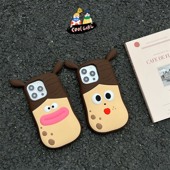 Schattig kikker-cartoon telefoonhoesje – speels 3D-ontwerp